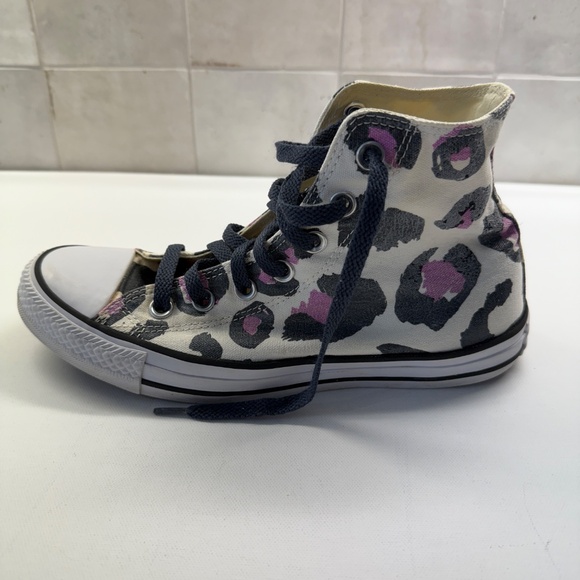 Converse All Star Chuck Taylor High Top Cheetah Pink Black Beige Womens Sz 8 - Picture 4 of 16